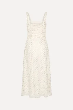 Chiffon Flared Midi Dress Cream