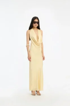Chiffon Halter Dress Yellow