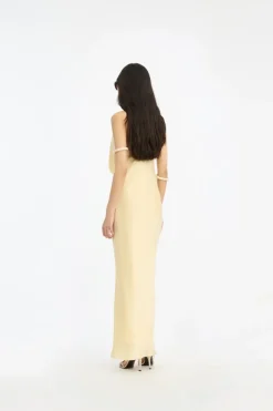Chiffon Halter Dress Yellow