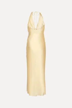 Chiffon Halter Dress Yellow