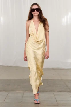 Chiffon Halter Dress Yellow