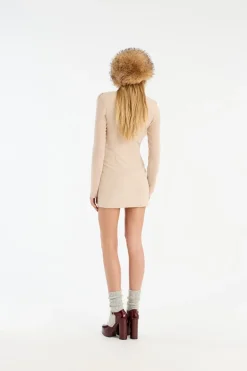 Chiffon Ls Mini Dress Creme