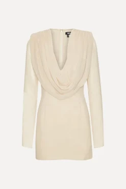 Chiffon Ls Mini Dress Creme