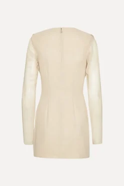 Chiffon Ls Mini Dress Creme