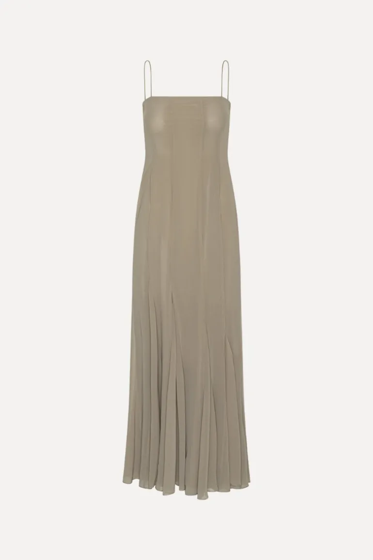 Chiffon Maxi Strap Dress Taupe