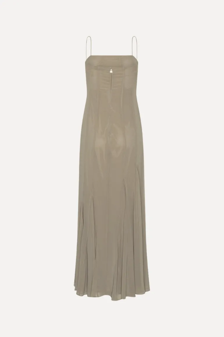Chiffon Maxi Strap Dress Taupe