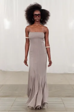 Chiffon Maxi Strap Dress Taupe