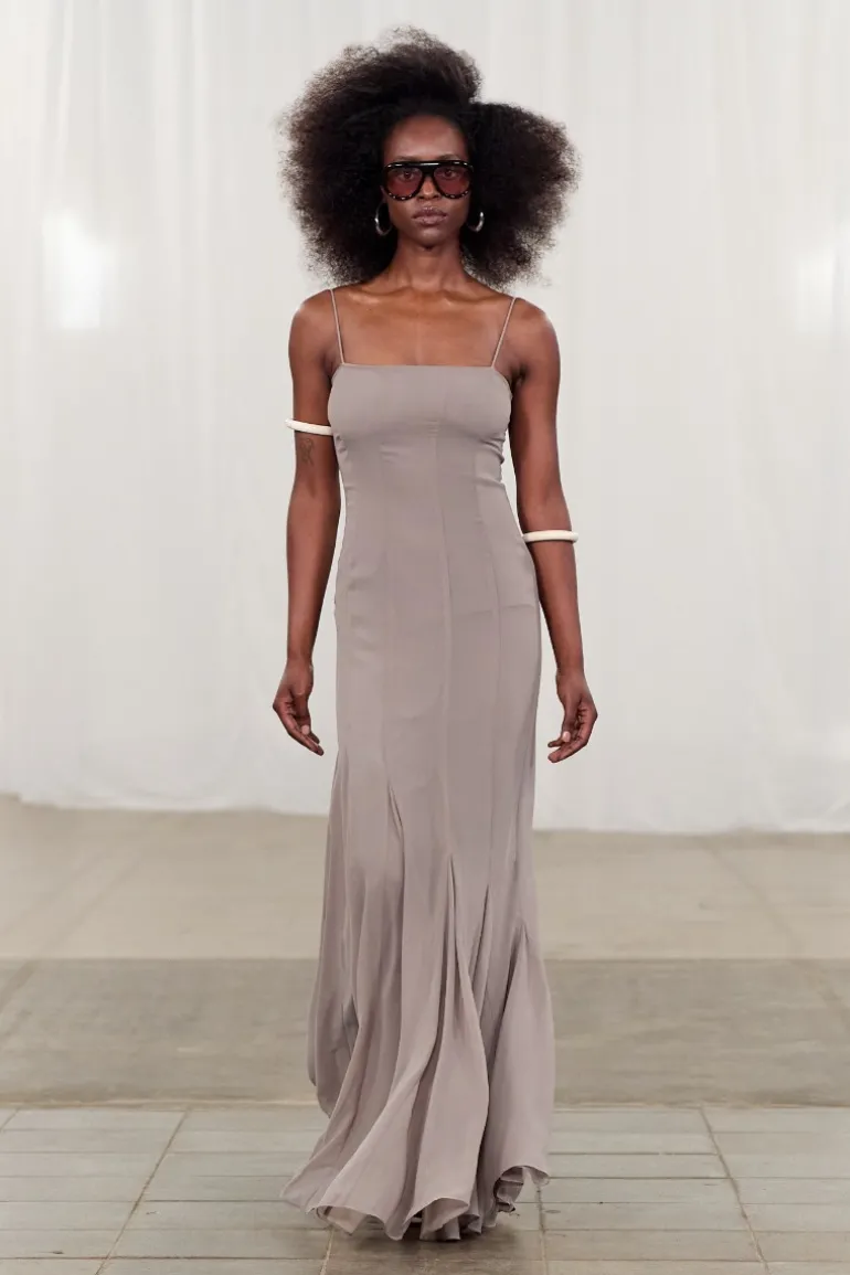 Chiffon Maxi Strap Dress Taupe