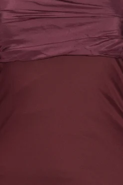 Chiffon Puff Sleeve Dress Burgundy