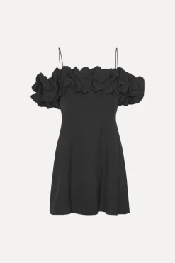 Crepe A-line Mini Dress Black