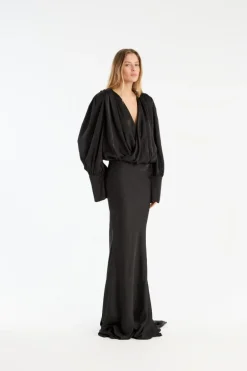 Crepe De Chine Maxi Dress Black