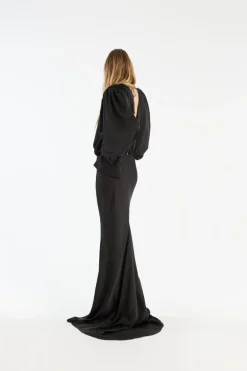 Crepe De Chine Maxi Dress Black