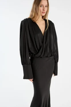 Crepe De Chine Maxi Dress Black