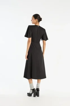 Crepe De Chine Midi Dress Black