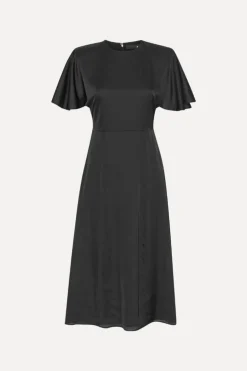 Crepe De Chine Midi Dress Black