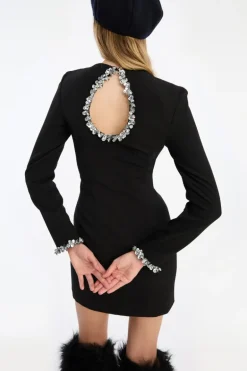 Crepe Mini Dress Black