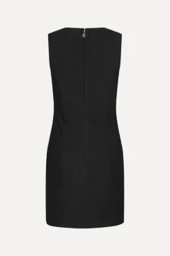 Crepe Mini Flower Dress Black