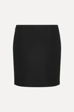 Crepe Mini Flower Skirt Black