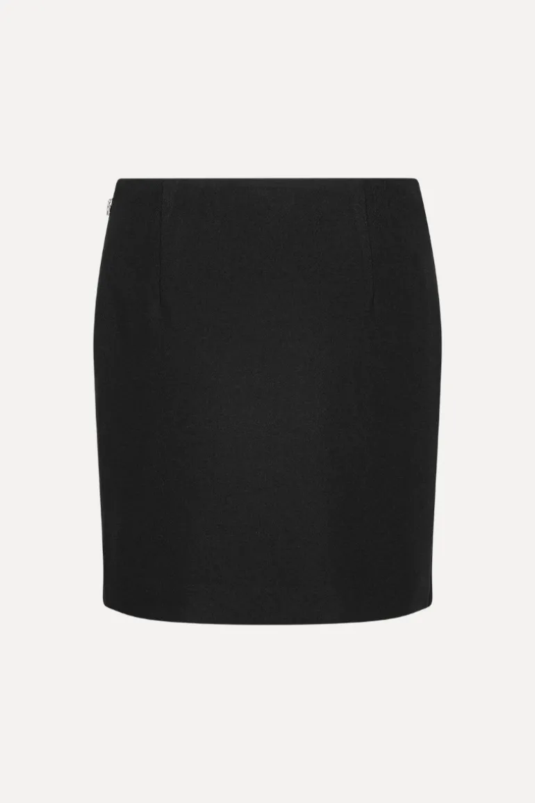 Crepe Mini Flower Skirt Black