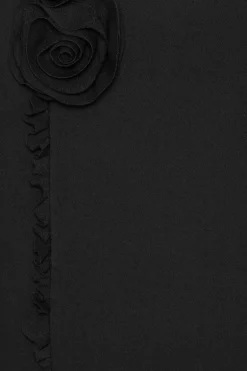 Crepe Mini Flower Skirt Black