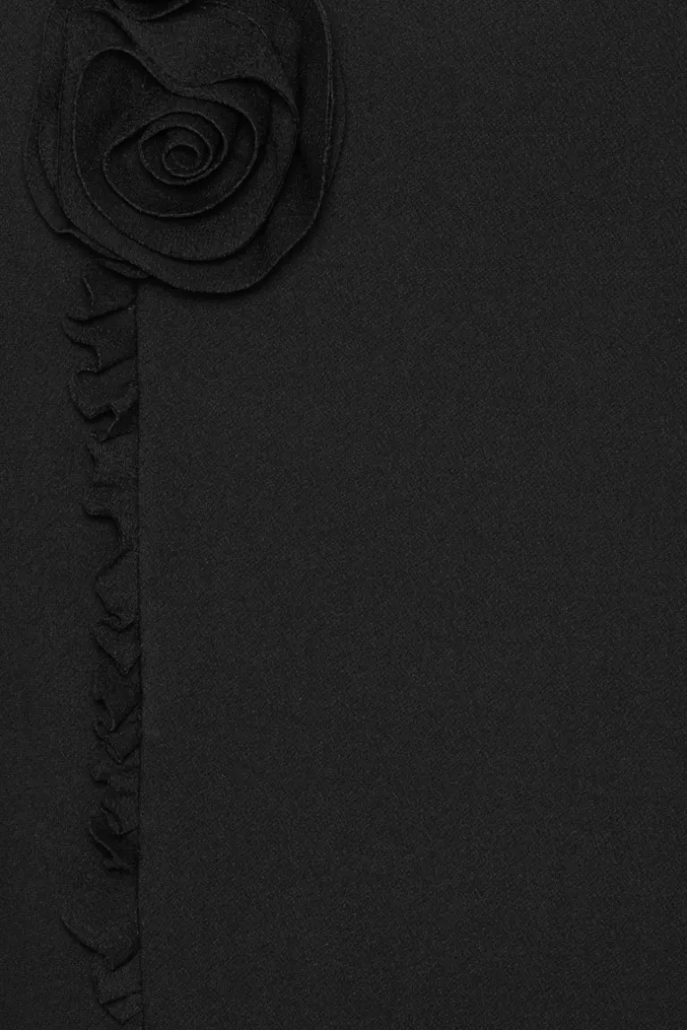 Crepe Mini Flower Skirt Black
