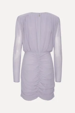 Crepe Mini Gathered Dress Purple