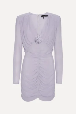 Crepe Mini Gathered Dress Purple