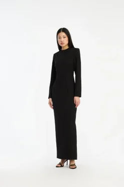 Crepe Open Back Dress Black