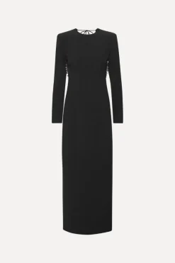Crepe Open Back Dress Black