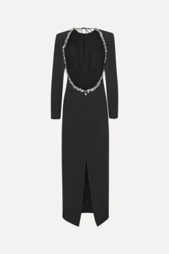 Crepe Open Back Dress Black