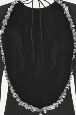 Crepe Open Back Dress Black