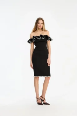 Crepe Ruffle Top Black