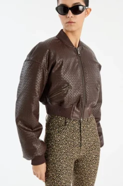 Cropped Puffer Jacket Dark Brown