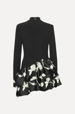 3d Flower Bubble Dress Black