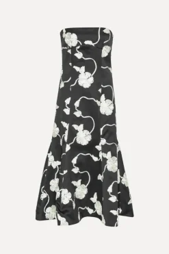 3d Flower Midi Dress Black