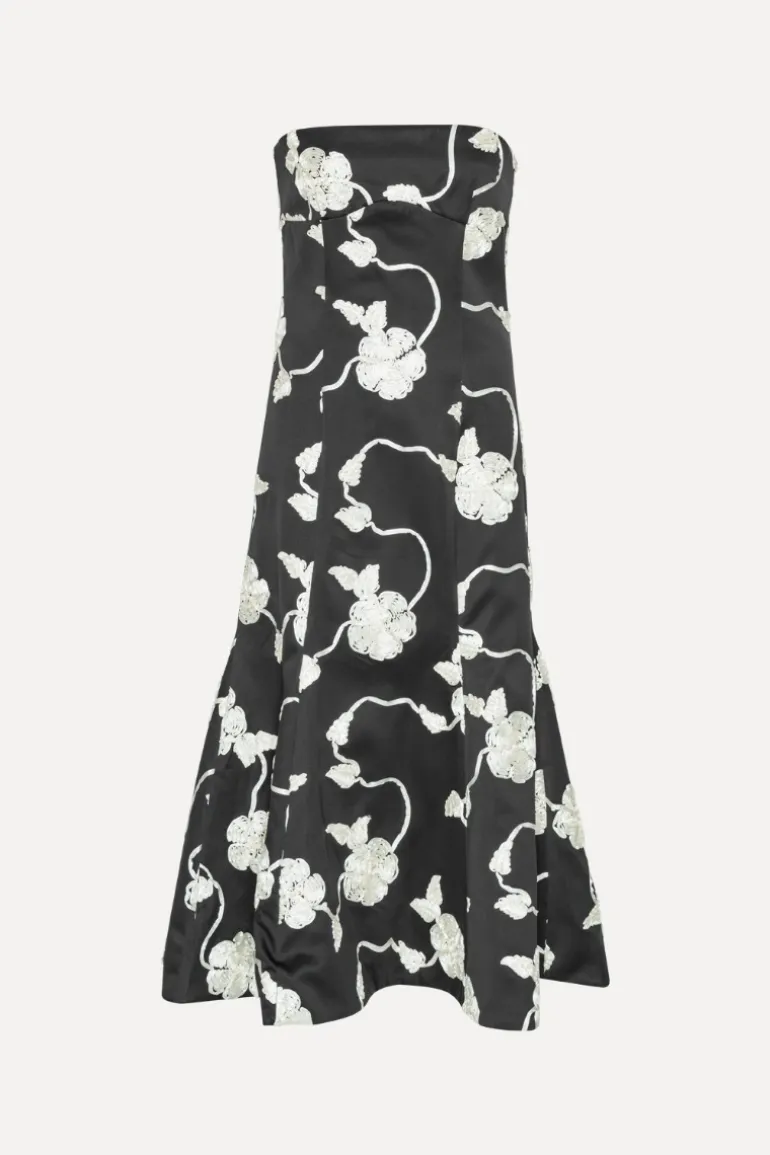 3d Flower Midi Dress Black