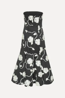 3d Flower Midi Dress Black