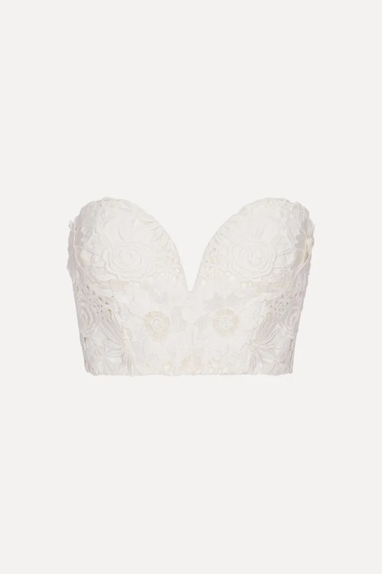 3d Lace Corset Top White