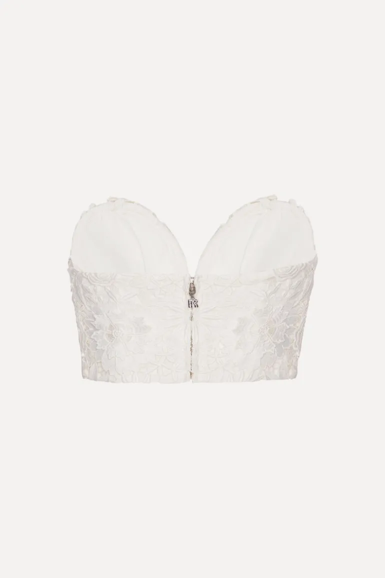 3d Lace Corset Top White