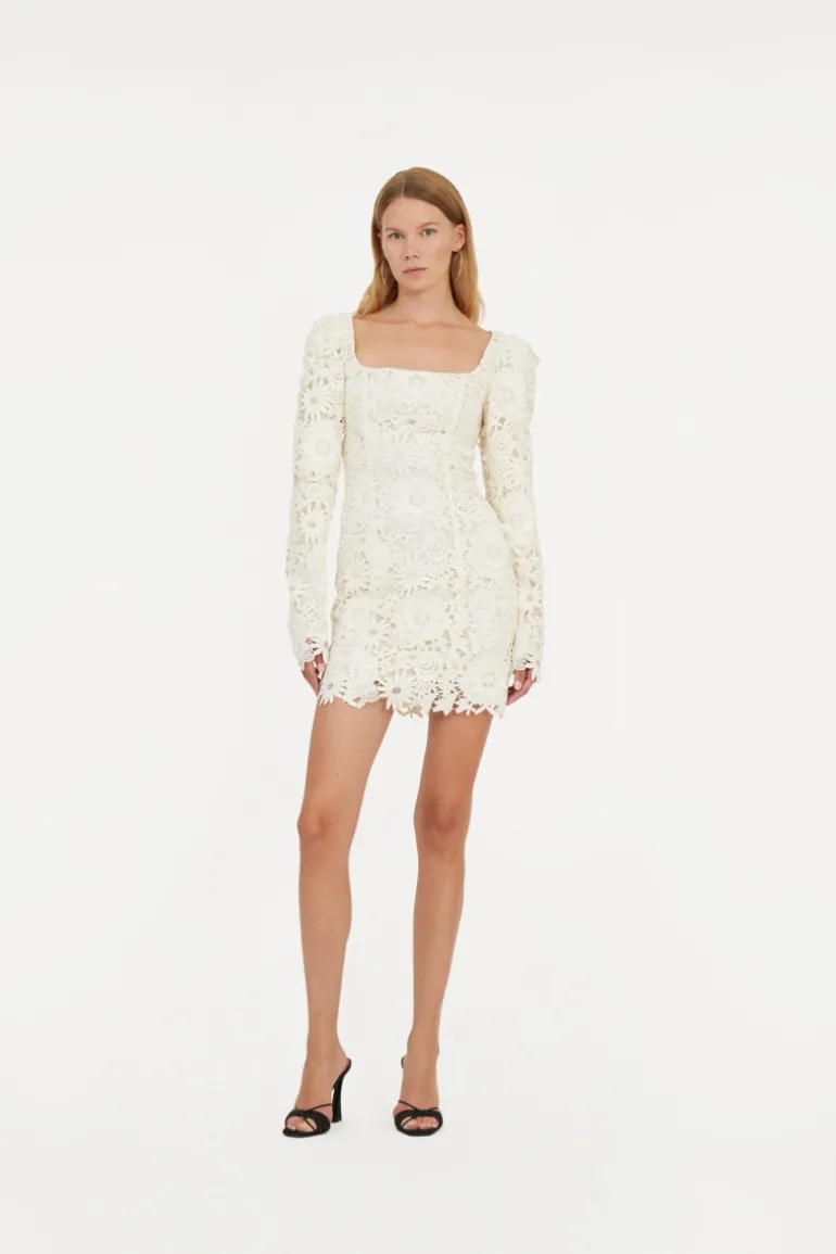 3d Lace Ls Mini Dress