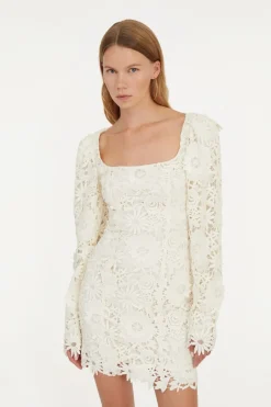 3d Lace Ls Mini Dress