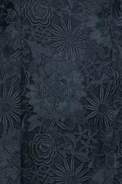 3d Lace Ls Mini Dress Dark Blue