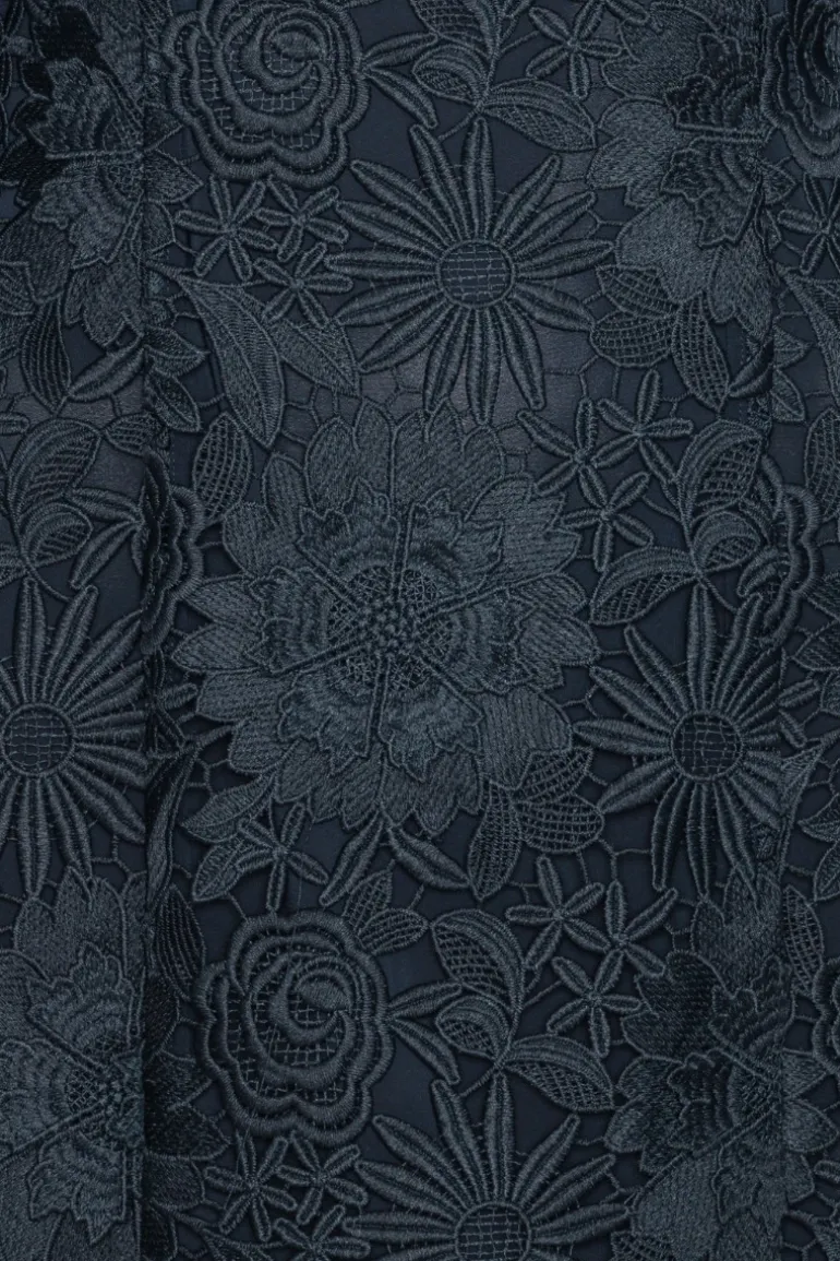 3d Lace Ls Mini Dress Dark Blue