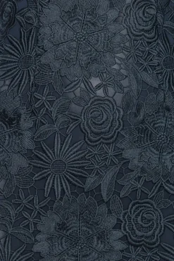 3d Lace Midi Dress Dark Blue