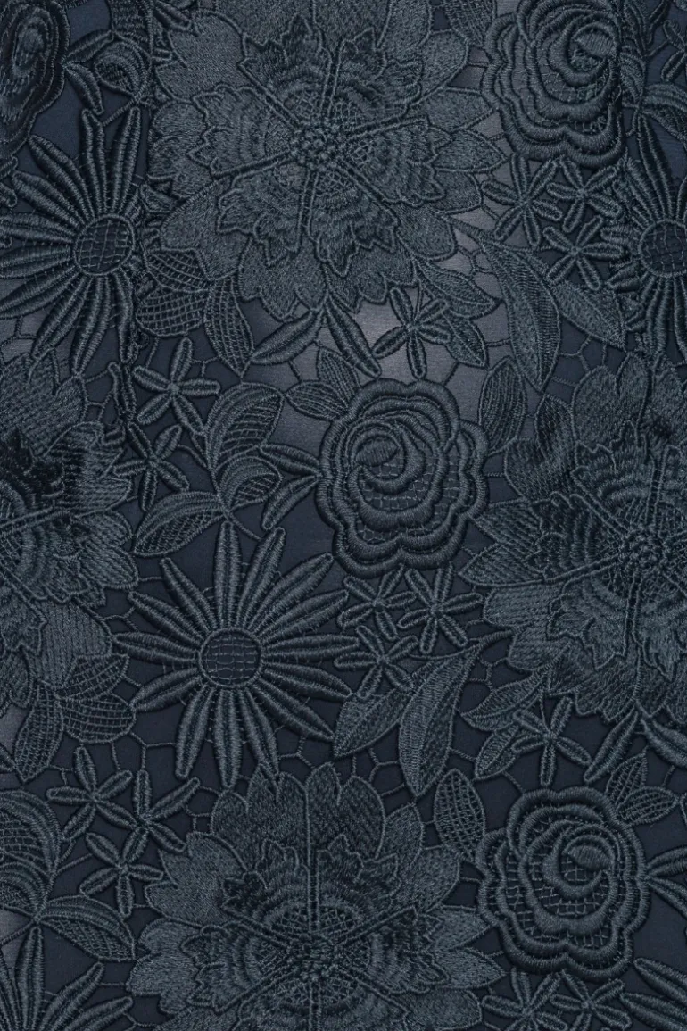 3d Lace Midi Dress Dark Blue