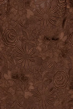 3D Lace Midi Dress Dark Brown