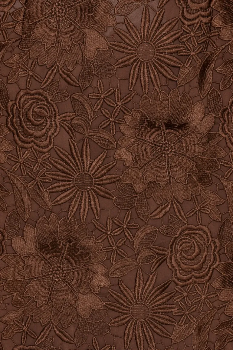 3D Lace Midi Dress Dark Brown