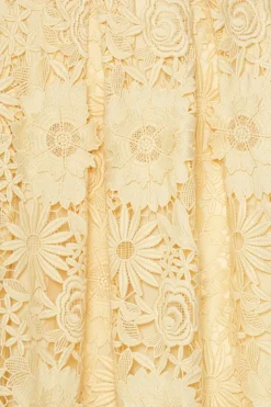3D Lace Midi Skirt Yellow
