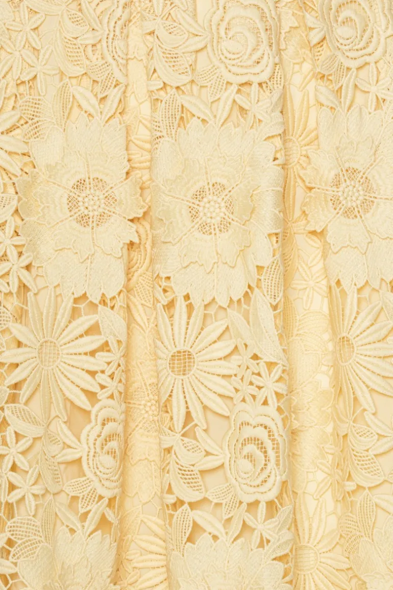 3D Lace Midi Skirt Yellow
