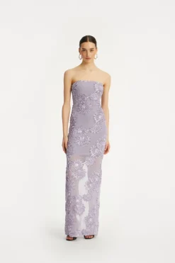 3d Mesh Maxi Dress Purple